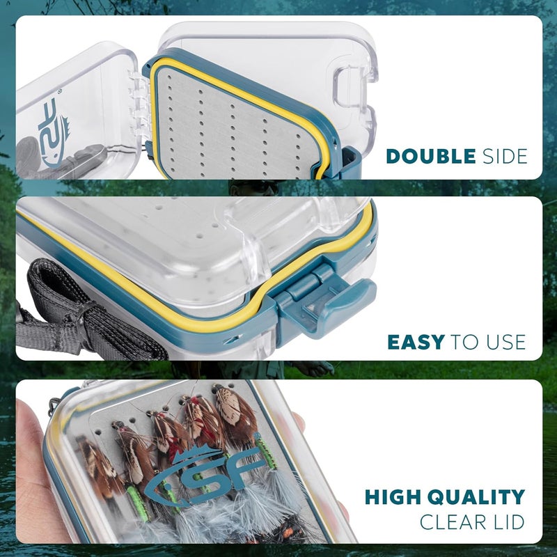 sf. Plastic Waterproof Pocket Fly Fishing Box Double Side Clear Lid Streamer Foam with Lanyard Mini Fly Box - Image 4